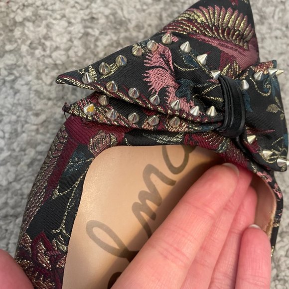 GUC Sam Edelman Raisa studded bow brocade ballet flats - Picture 11 of 13